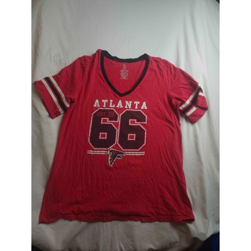 Atlanta‎ Falcons NFL Team Apparel Shirt Womens Size XL Red Short Sleeve V-Neck